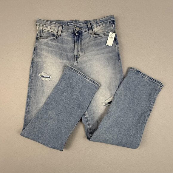 Old Navy Jeans Boys 18 Light Wash Built-In Flex Distressed Adjustable Waist - Picture 1 of 16